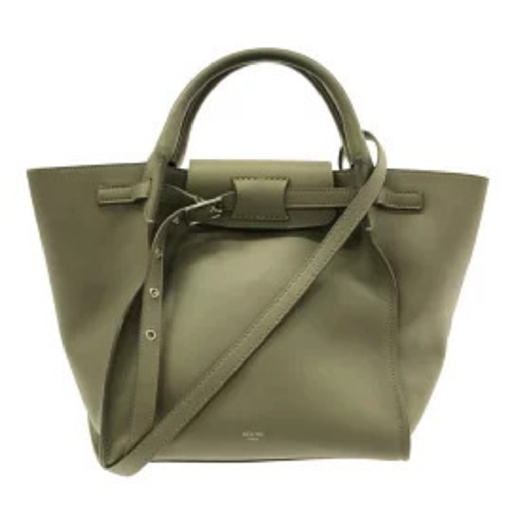 Celine Big Bag Long Strap Handbag Khaki Green Leather